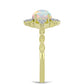 Inel din Argint 925 Placat cu Aur ( 2.36 grame ) cu Opal Welo și Topaz Alb 0.71 Carate