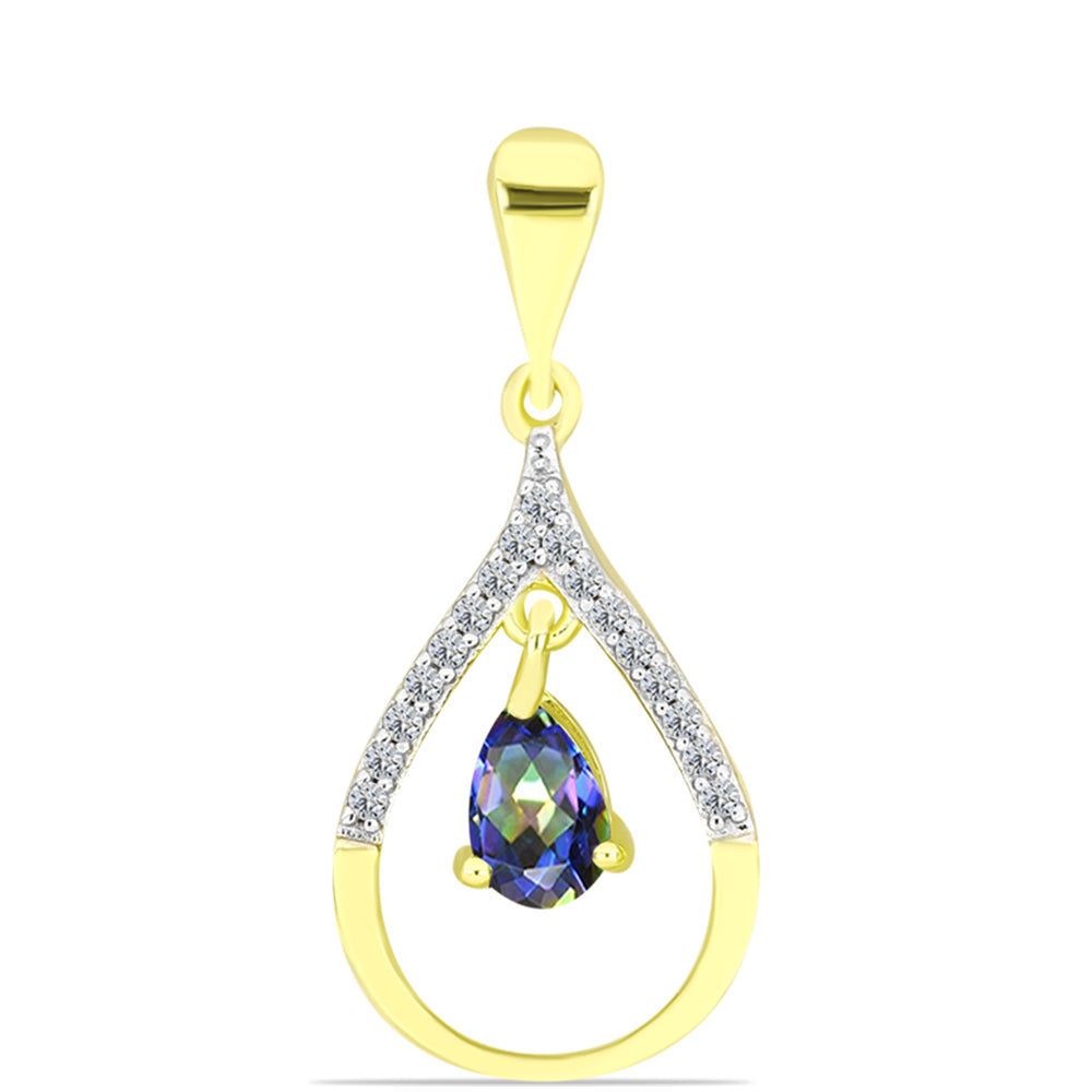 Pandantiv din Argint 925 Placat cu Aur ( 1.51 grame ) cu Topaz Mistic și Topaz Alb 0.45 Carate