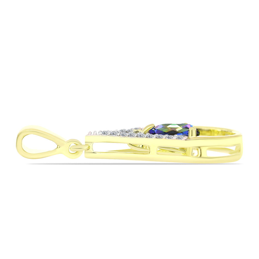 Pandantiv din Argint 925 Placat cu Aur ( 1.51 grame ) cu Topaz Mistic și Topaz Alb 0.45 Carate