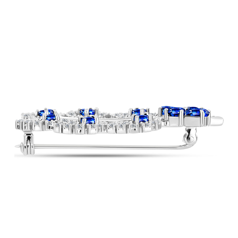 Broşă din Argint 925 ( 6.11 grame ) cu Safir Albastru Australian și Topaz Alb 3.74 Carate