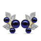 Cercei din Argint 925 Placat cu Aur ( 4.8 grame ) cu Perlă de Cultură Neagră și Topaz Alb 5.55 Carate