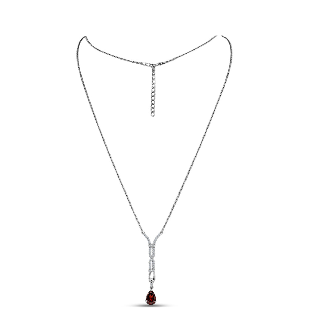Colier din Argint 925 ( 4.38 grame ) cu Granat Barton și Topaz Alb 1.81 Carate