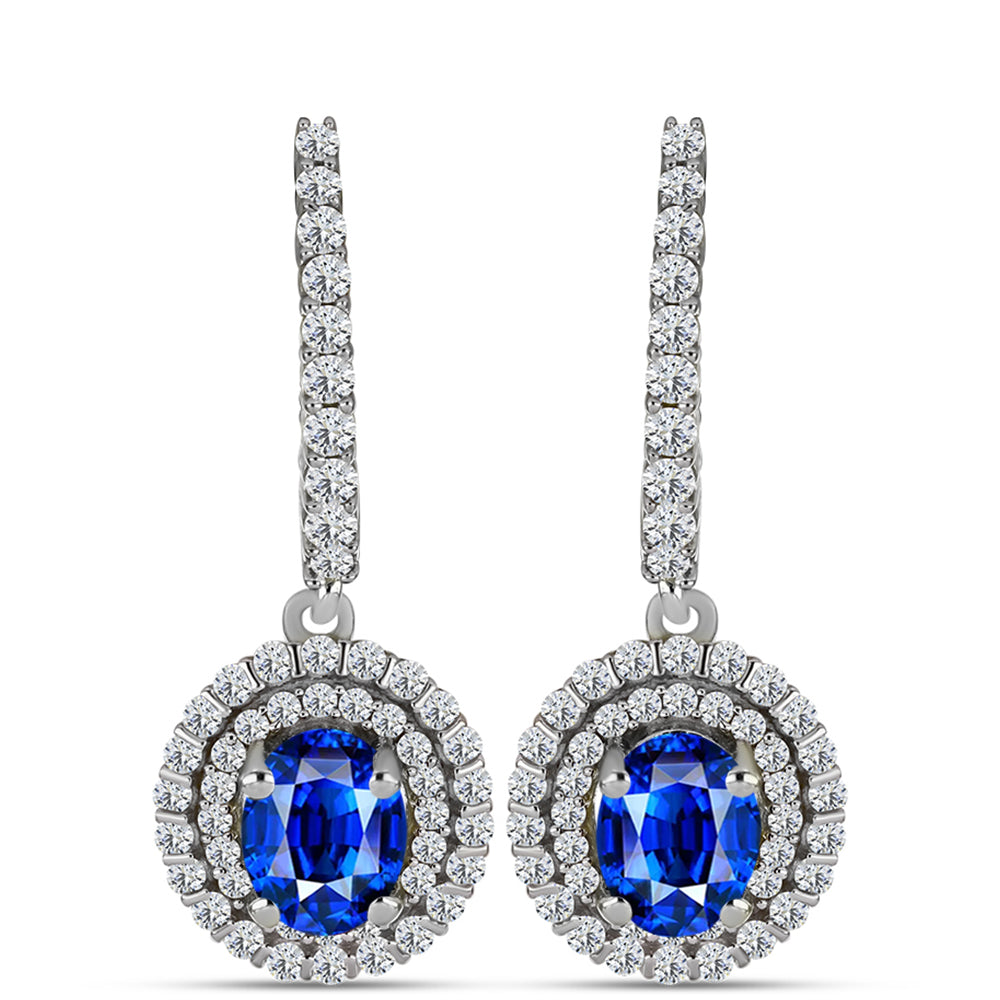 Cercei din Argint 925 ( 4.29 grame ) cu Safir Albastru Australian și Topaz Alb 3.2 Carate 1 