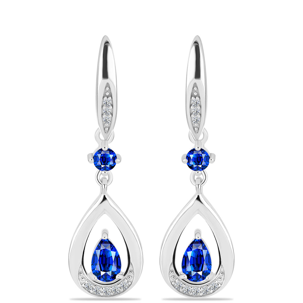 Cercei din Argint 925 ( 4.11 grame ) cu Safir Albastru Australian și Topaz Alb 1.64 Carate 1 