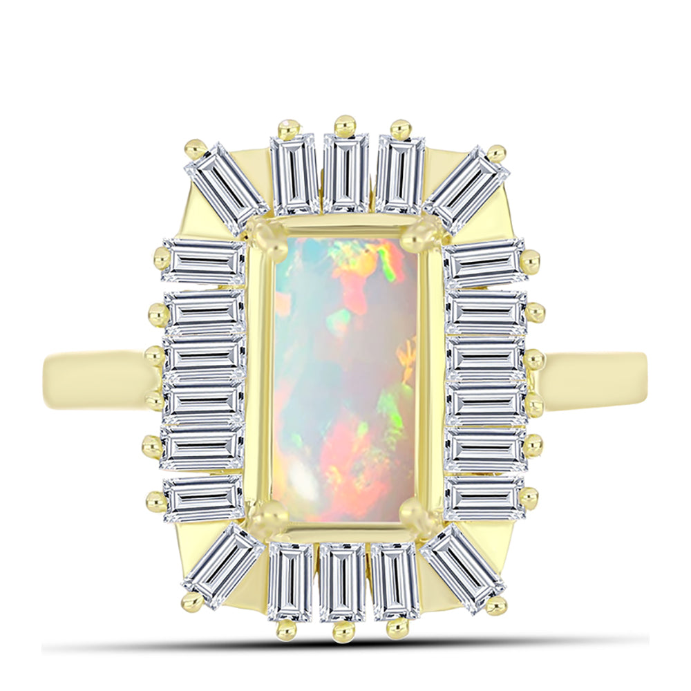 Inel din Argint 925 Placat cu Aur ( 3.8 grame ) cu Opal Welo și Zircon Alb 2.71 Carate