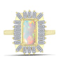 Inel din Argint 925 Placat cu Aur ( 3.8 grame ) cu Opal Welo și Zircon Alb 2.71 Carate