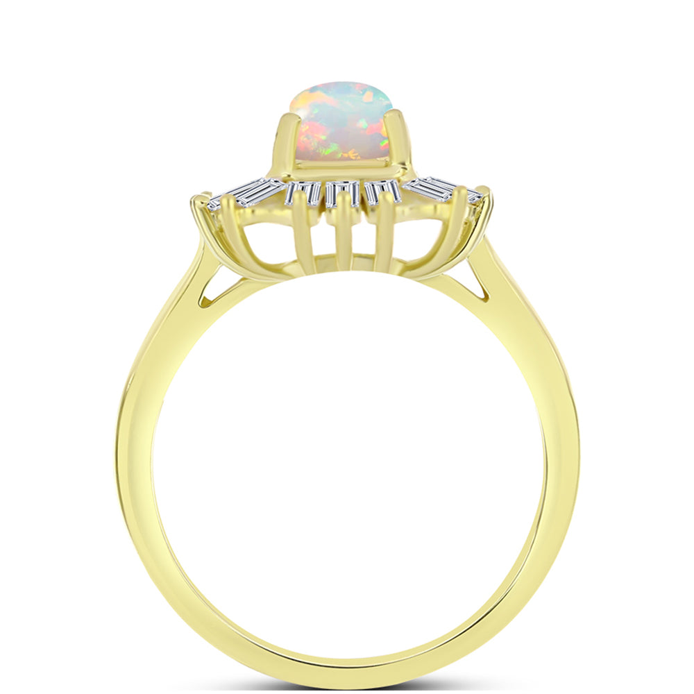 Inel din Argint 925 Placat cu Aur ( 3.8 grame ) cu Opal Welo și Zircon Alb 2.71 Carate 2 
