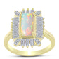 Inel din Argint 925 Placat cu Aur ( 3.8 grame ) cu Opal Welo și Zircon Alb 2.71 Carate