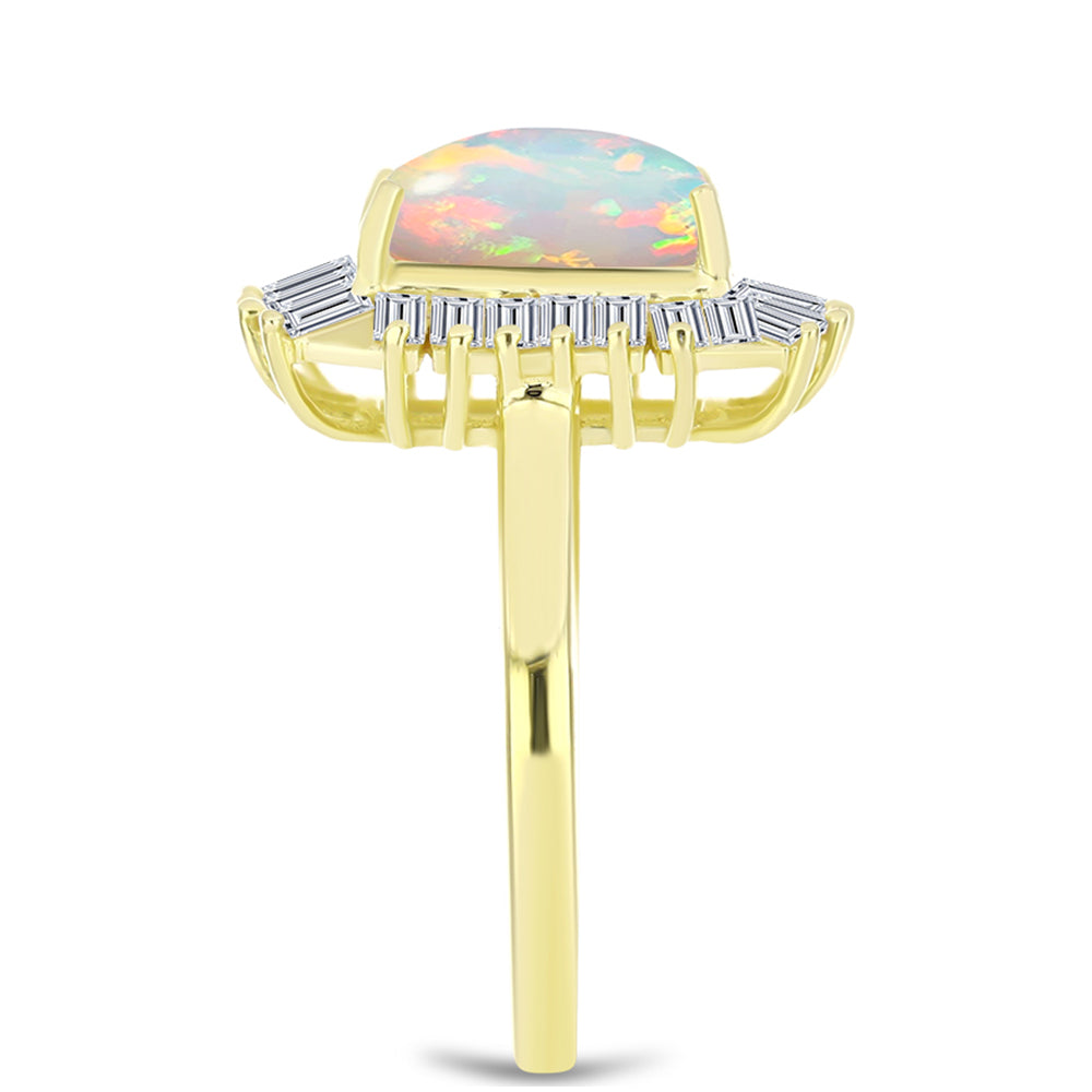 Inel din Argint 925 Placat cu Aur ( 3.8 grame ) cu Opal Welo și Zircon Alb 2.71 Carate 4 