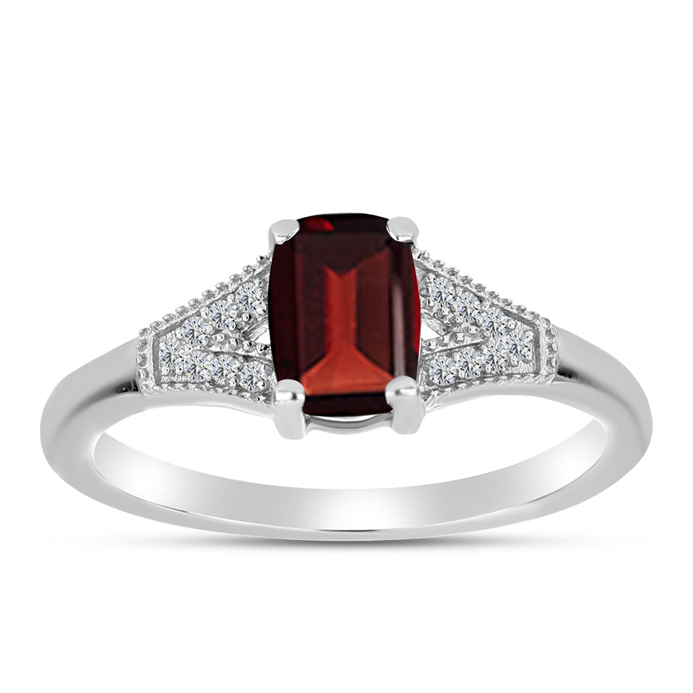Inel din Argint 925 ( 1.89 grame ) cu Granat Barton și Topaz Alb 1.25 Carate