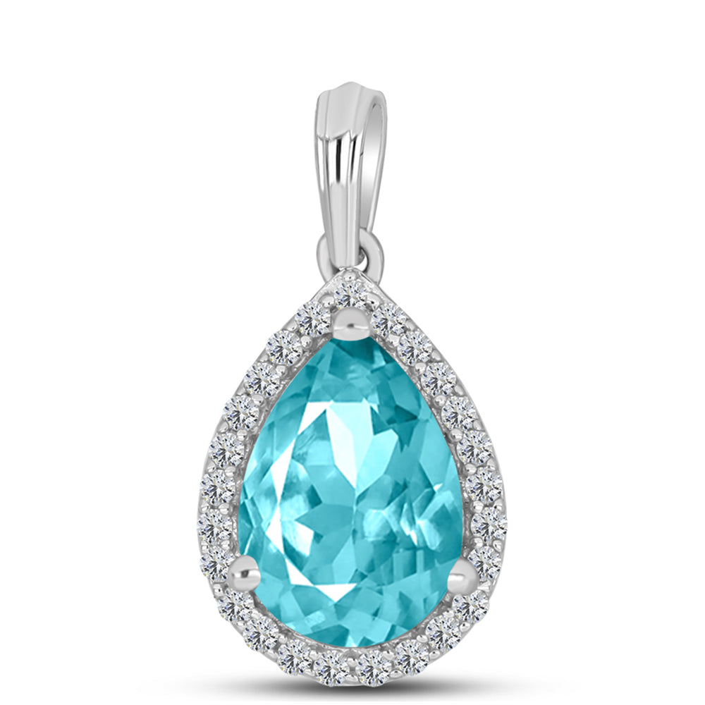 Pandantiv din Argint 925 ( 0.94 grame ) cu Cuarț Paraiba și Topaz Alb 1.92 Carate