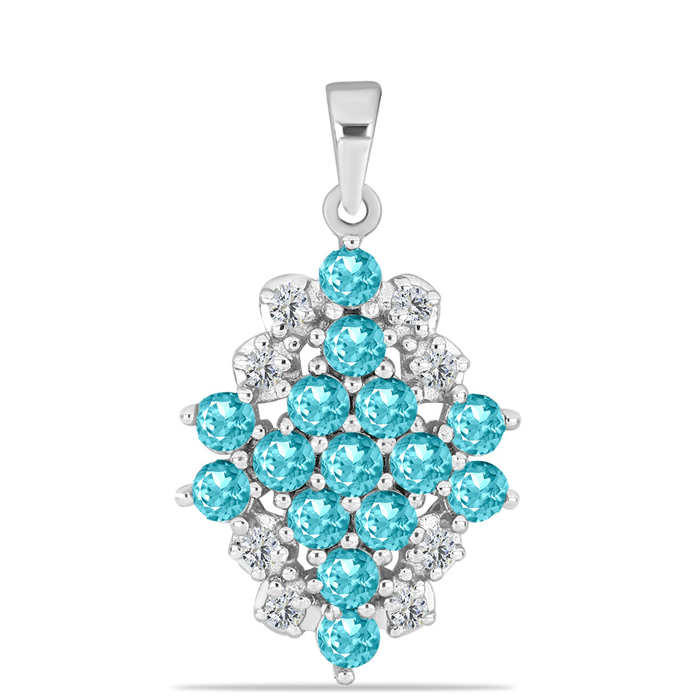 Pandantiv din Argint 925 ( 1.95 grame ) cu Cuarț Paraiba și Topaz Alb 2.41 Carate 1 