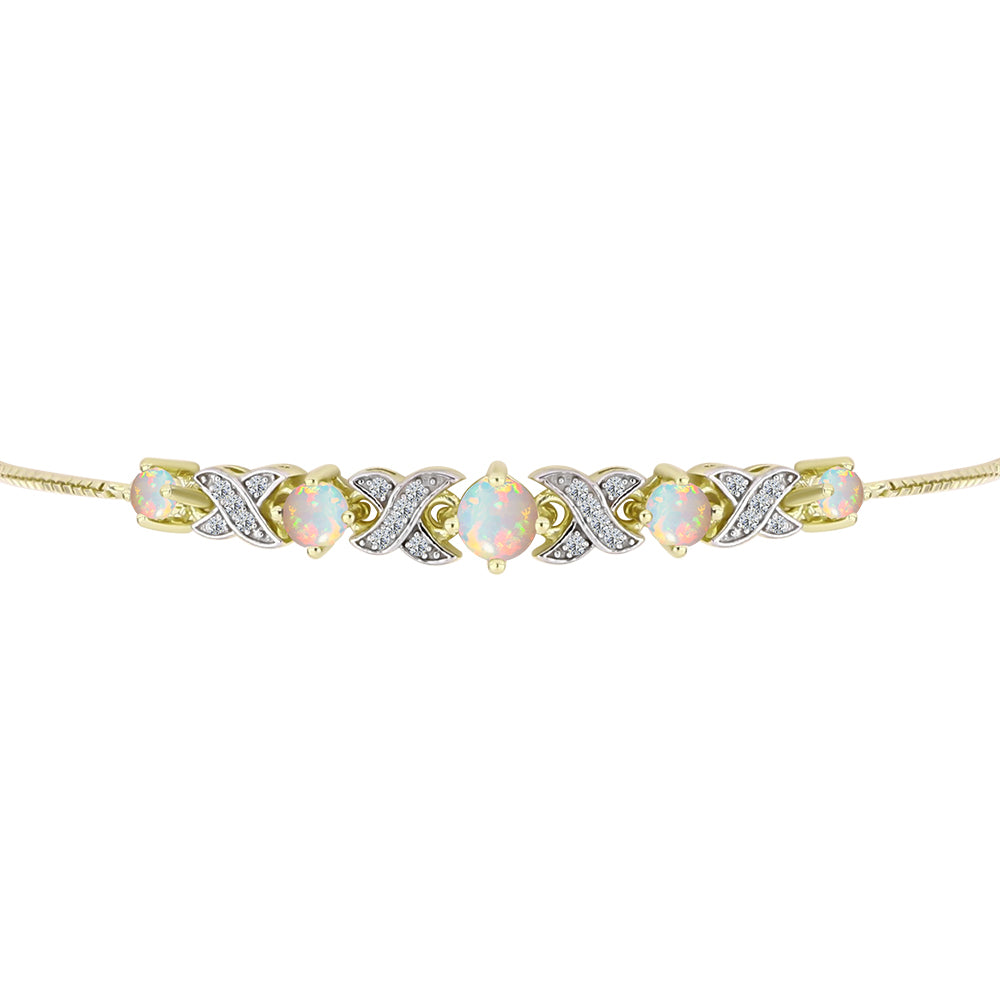 Brățară din Argint 925 Placat cu Aur ( 5.65 grame ) cu Opal Welo și Topaz Alb 1.19 Carate