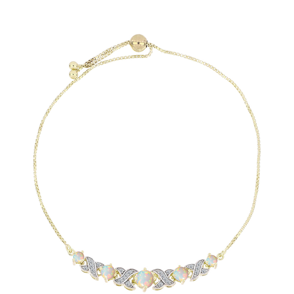 Brățară din Argint 925 Placat cu Aur ( 5.65 grame ) cu Opal Welo și Topaz Alb 1.19 Carate 1 
