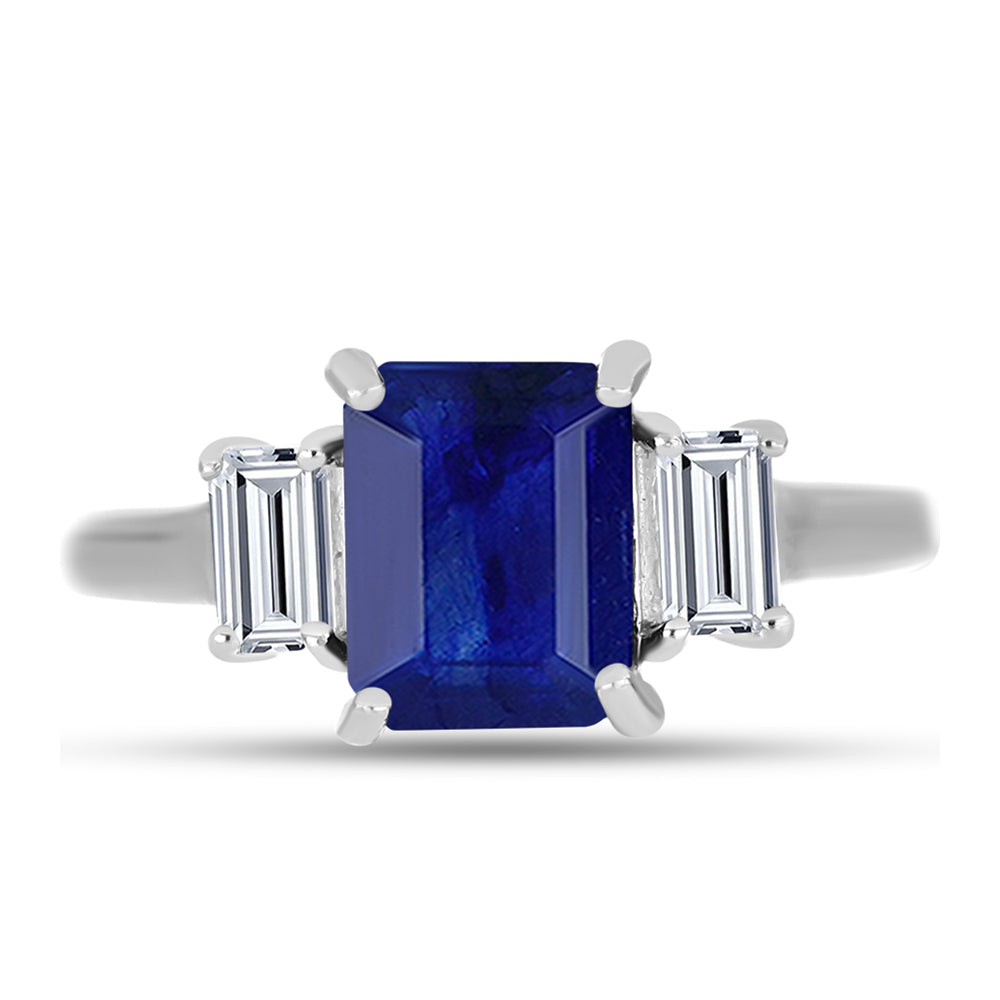 Inel din Argint 925 ( 2.92 grame ) cu Safir Albastru Australian și Topaz Alb 3.85 Carate