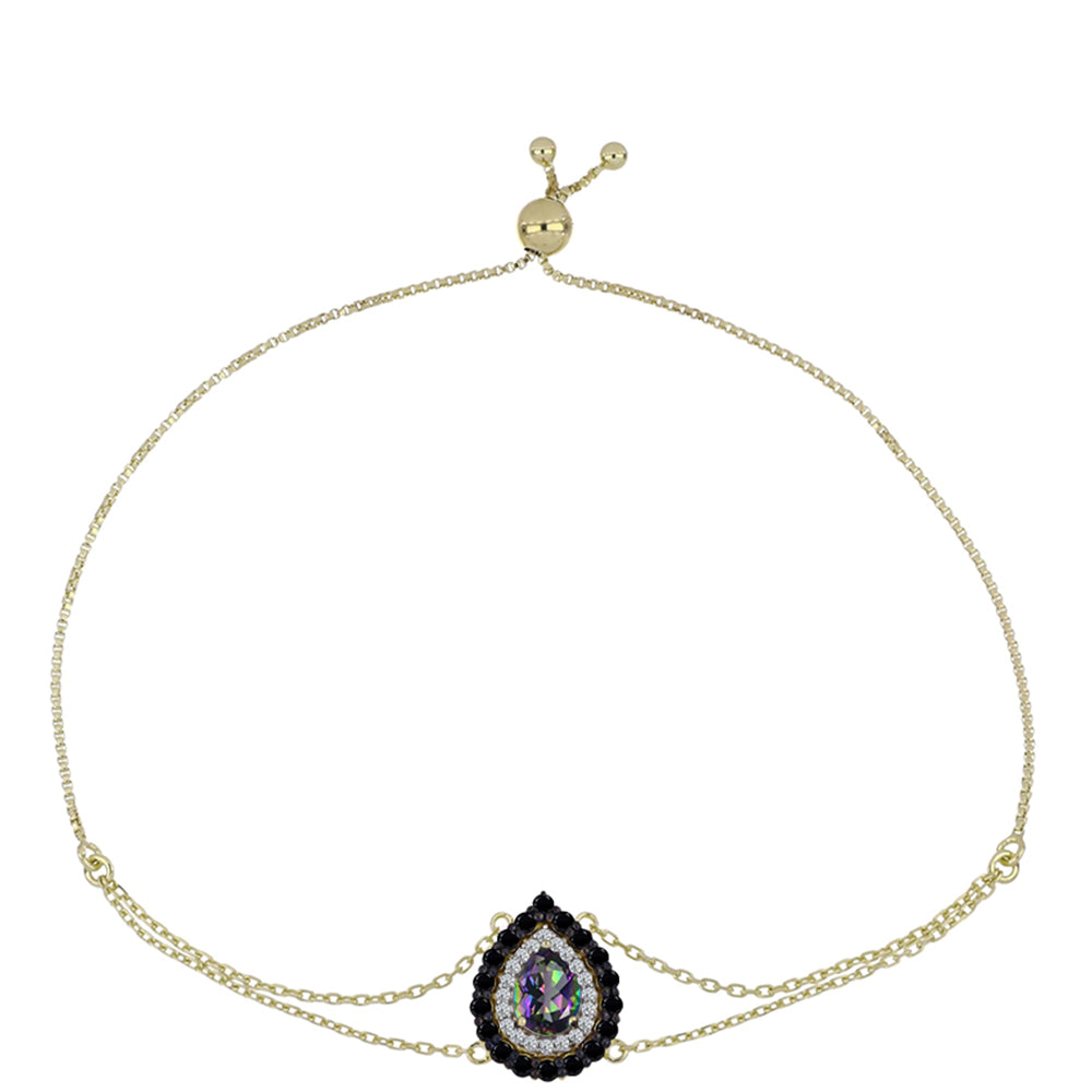 Brățară din Argint 925 Placat cu Aur ( 4.5 grame ) cu Topaz Mistic și Spinel Negru 1.85 Carate 1 