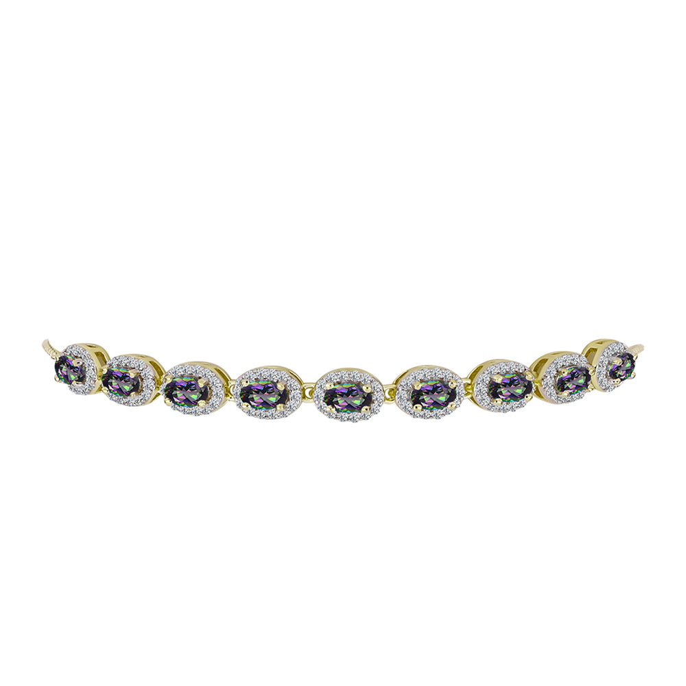 Brățară din Argint 925 Placat cu Aur ( 5.71 grame ) cu Topaz Mistic și Topaz Alb 2.45 Carate