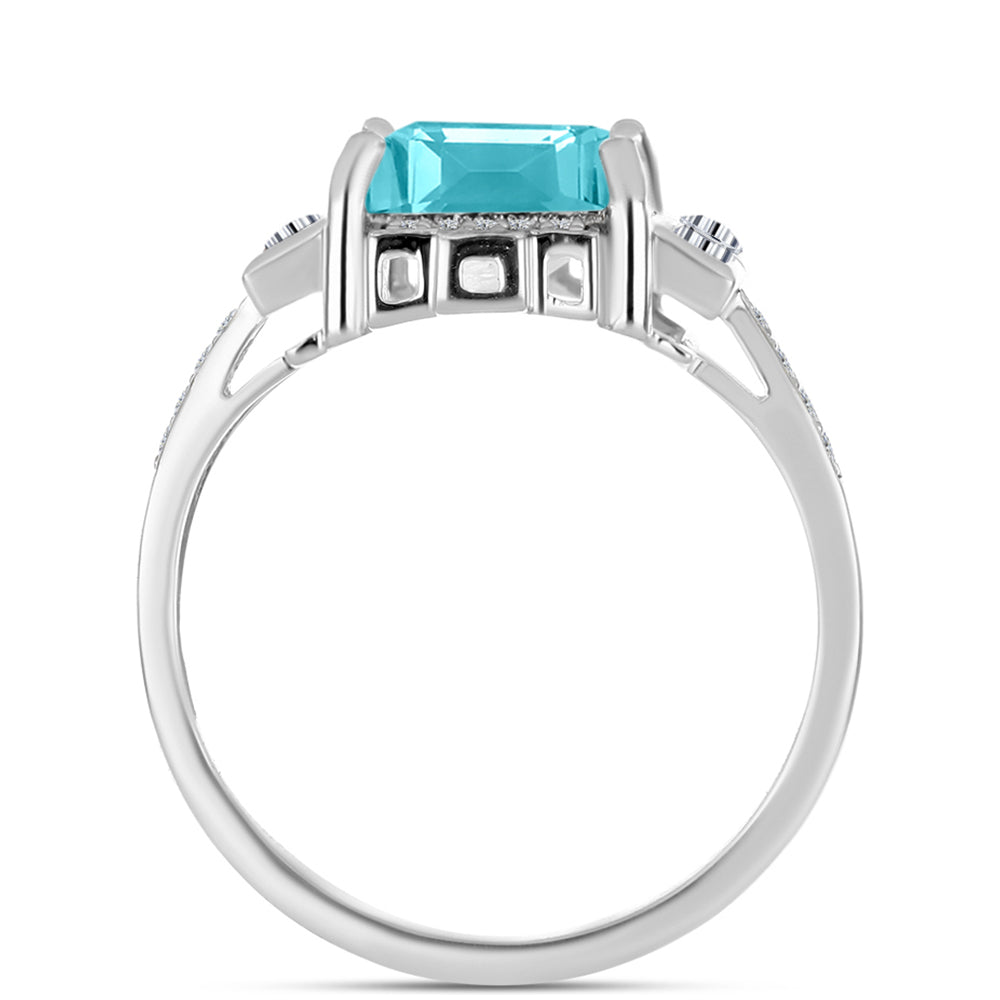 Inel din Argint 925 ( 3.86 grame ) cu Cuarț Paraiba și Topaz Alb 4.81 Carate 2 