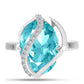 Inel din Argint 925 ( 3.66 grame ) cu Cuarț Paraiba și Topaz Alb 5.43 Carate