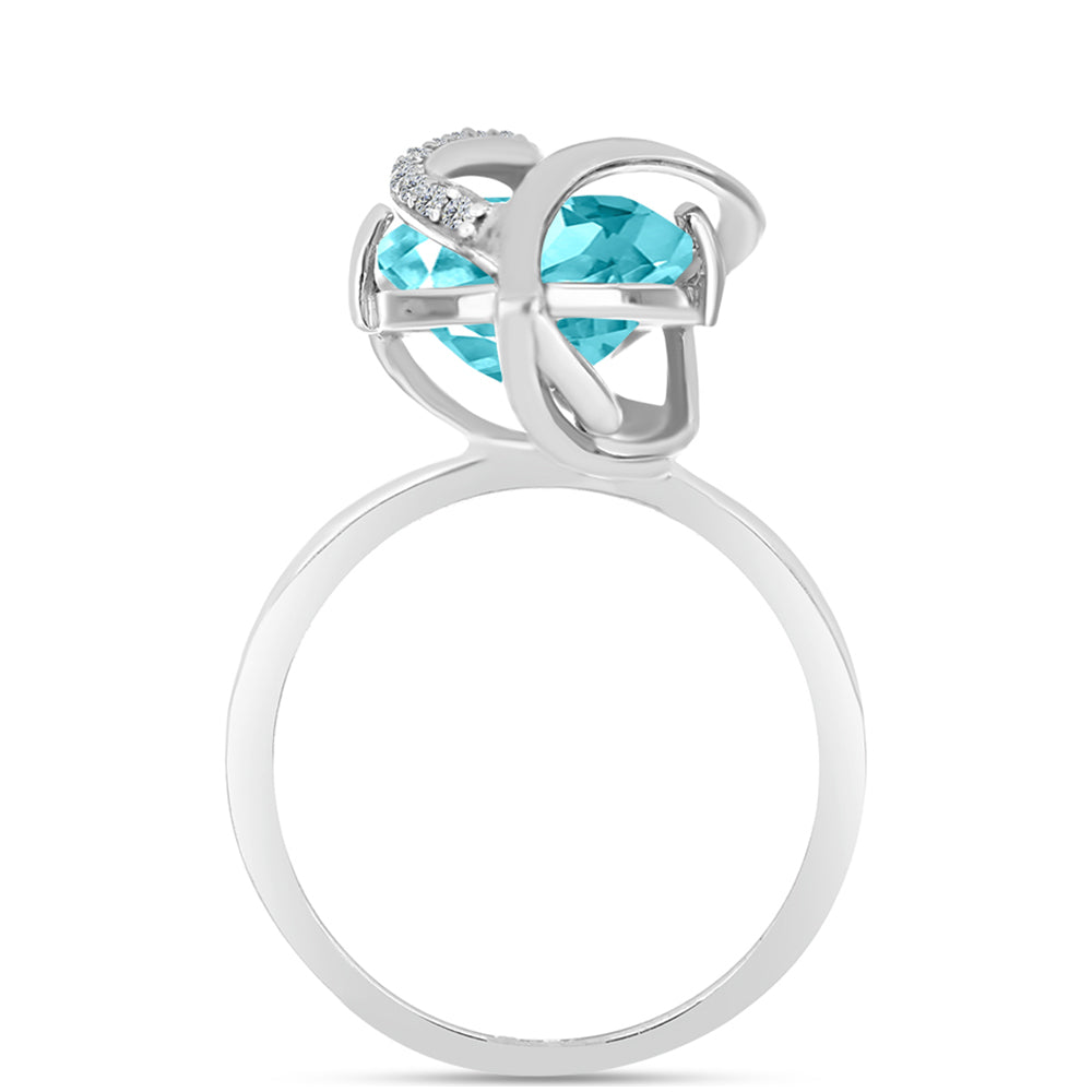 Inel din Argint 925 ( 3.66 grame ) cu Cuarț Paraiba și Topaz Alb 5.43 Carate 2 