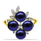 Inel din Argint 925 Placat cu Aur ( 3.74 grame ) cu Perlă de Cultură Neagră și Topaz Alb 5.65 Carate