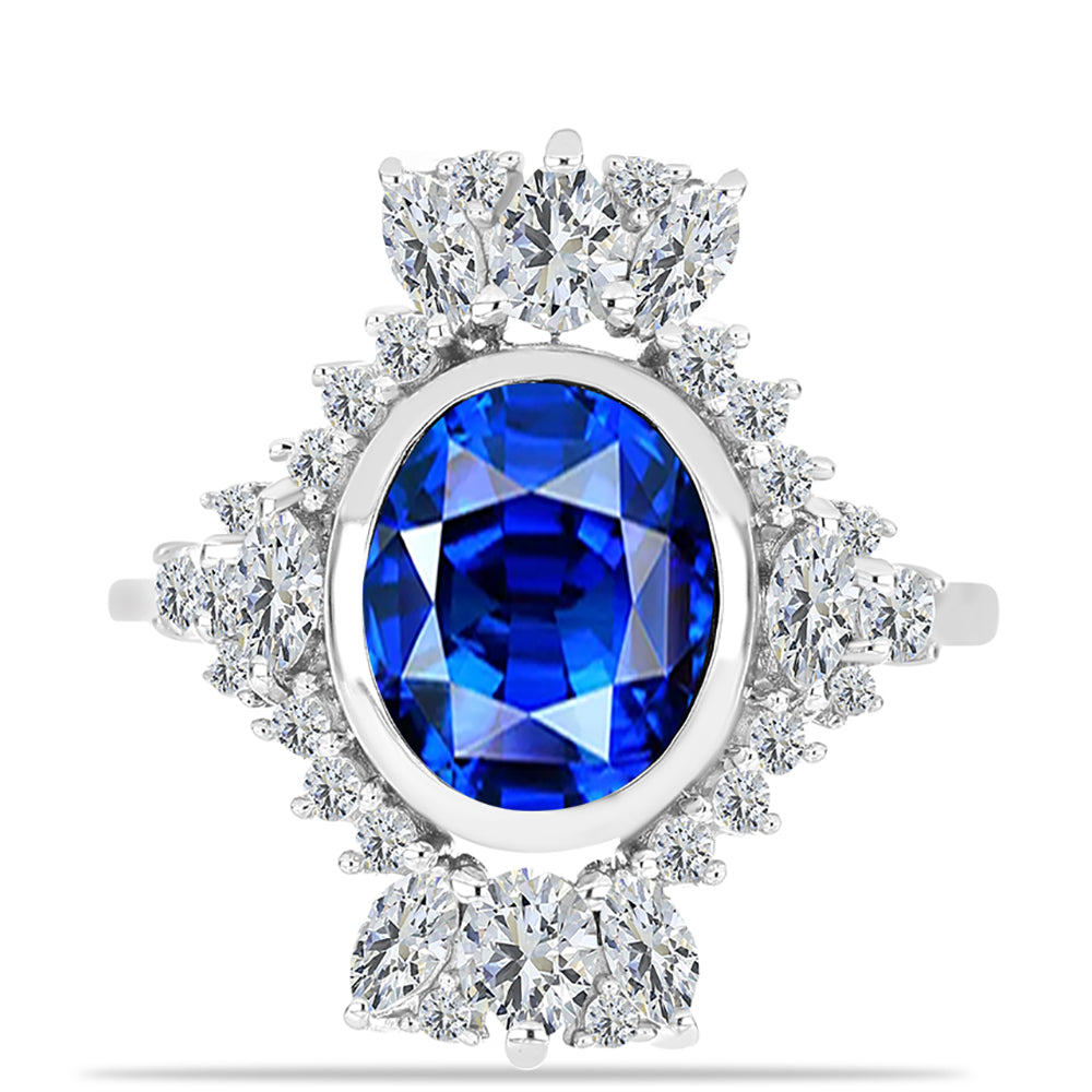 Inel din Argint 925 ( 4.36 grame ) cu Safir Albastru Australian și Topaz Alb 4.76 Carate 1 