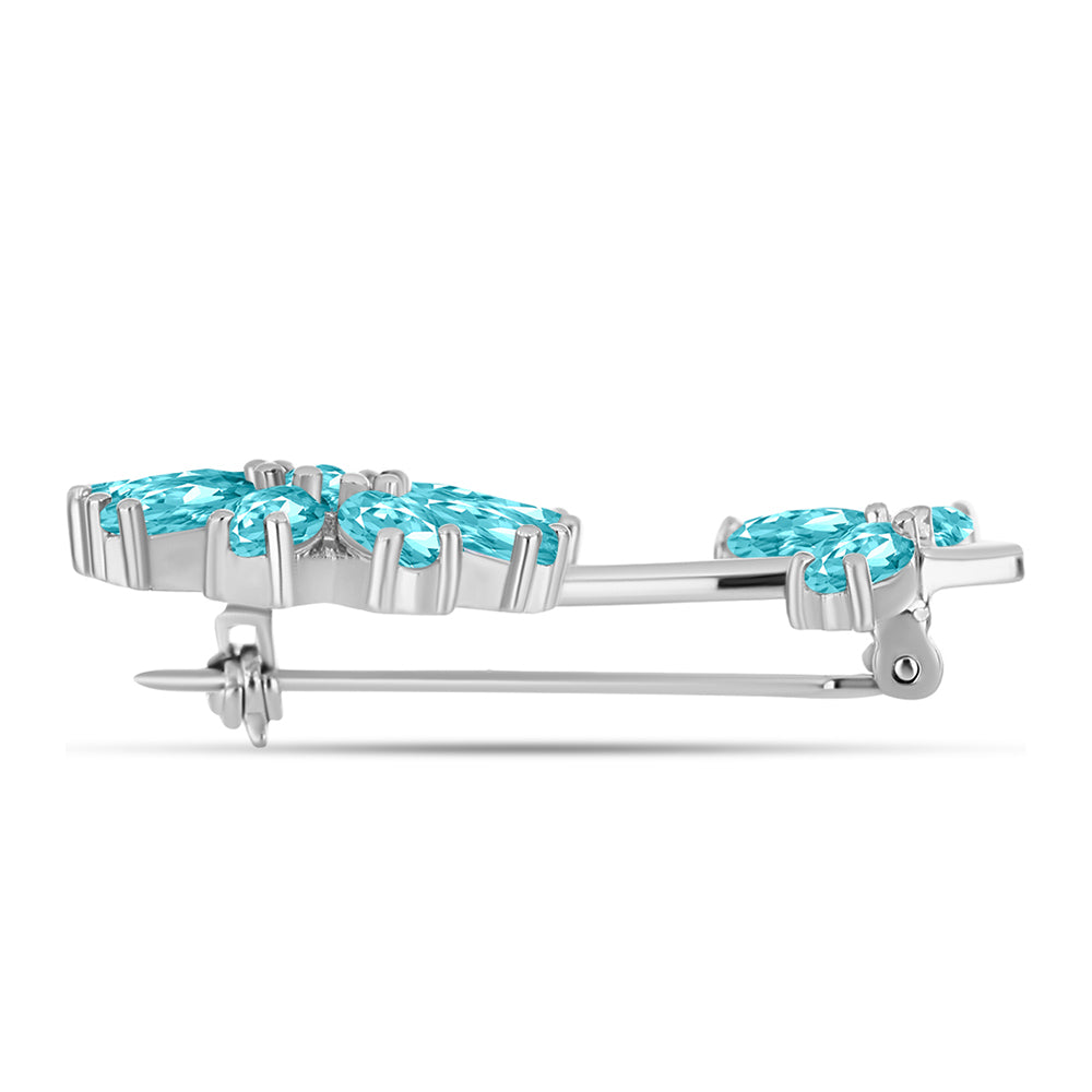 Broşă din Argint 925 ( 4.41 grame ) cu Cuarț Paraiba 3.84 Carate 2 