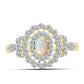 Inel din Argint 925 Placat cu Aur ( 2.96 grame ) cu Opal Welo și Topaz Alb 0.9 Carate