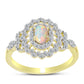Inel din Argint 925 Placat cu Aur ( 2.96 grame ) cu Opal Welo și Topaz Alb 0.9 Carate
