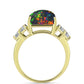 Inel din Argint 925 Placat cu Aur ( 3.52 grame ) cu Opal Etiopian Negru Lega Dembi și Topaz Alb 5.57 Carate