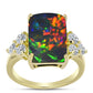 Inel din Argint 925 Placat cu Aur ( 3.52 grame ) cu Opal Etiopian Negru Lega Dembi și Topaz Alb 5.57 Carate