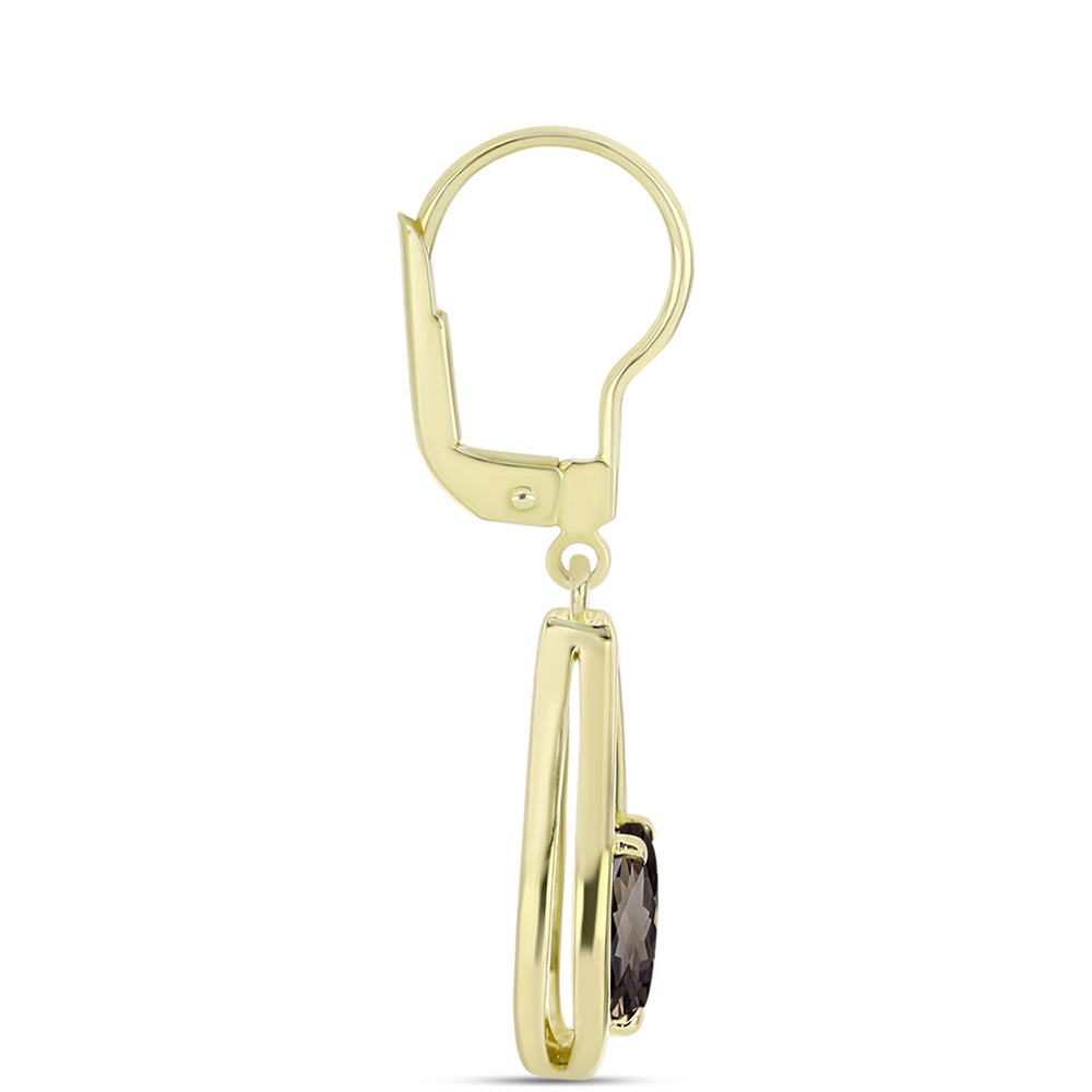 Cercei din Argint 925 Placat cu Aur ( 3.73 grame ) cu Cuarț Gondo Fumuriu 1.98 Carate 2 