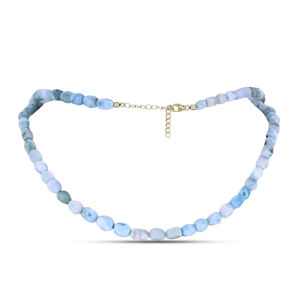 Colier din Argint 925 Placat cu Aur ( 0.97 grame ) cu Larimar de Barahona 131.15 Carate 1 