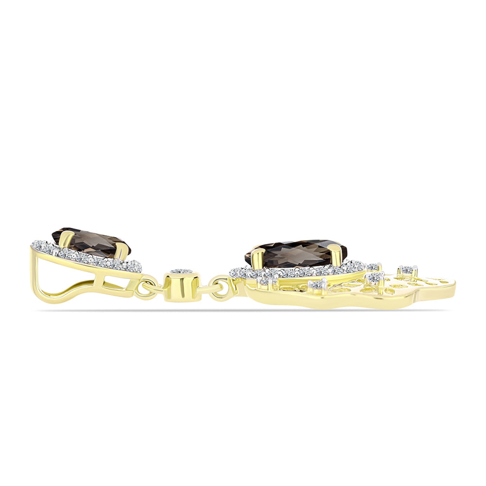 Pandantiv din Argint 925 Placat cu Aur ( 3.89 grame ) cu Cuarț Gondo Fumuriu și Topaz Alb 4.24 Carate 2 