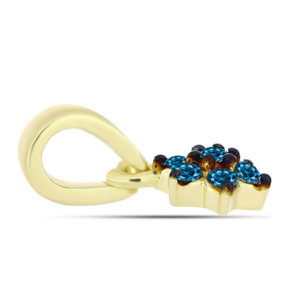 Pandantiv din Argint 925 Placat cu Aur ( 0.3 grame ) cu Diamant Albastru 0.07 Carate 2 