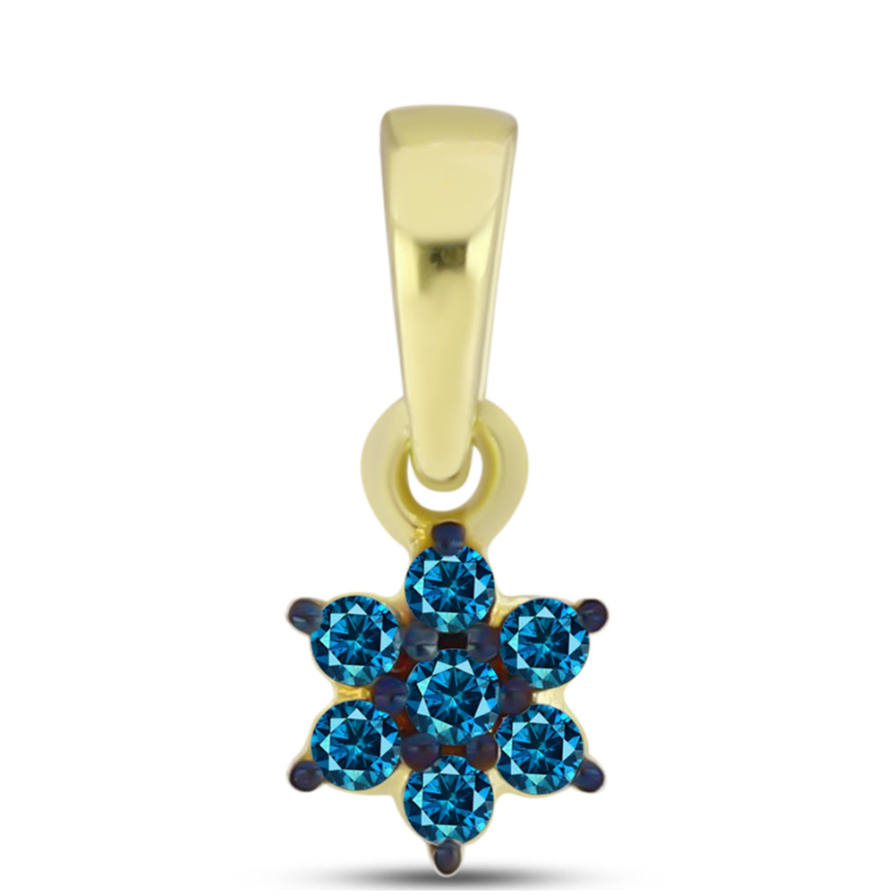 Pandantiv din Argint 925 Placat cu Aur ( 0.3 grame ) cu Diamant Albastru 0.07 Carate 1 