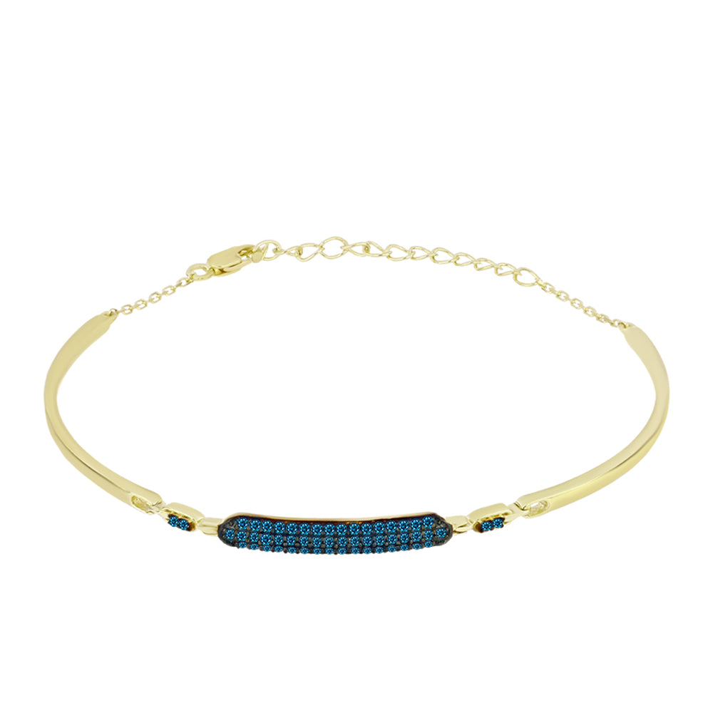 Brățară din Argint 925 Placat cu Aur ( 6.03 grame ) cu Diamant Albastru 0.43 Carate