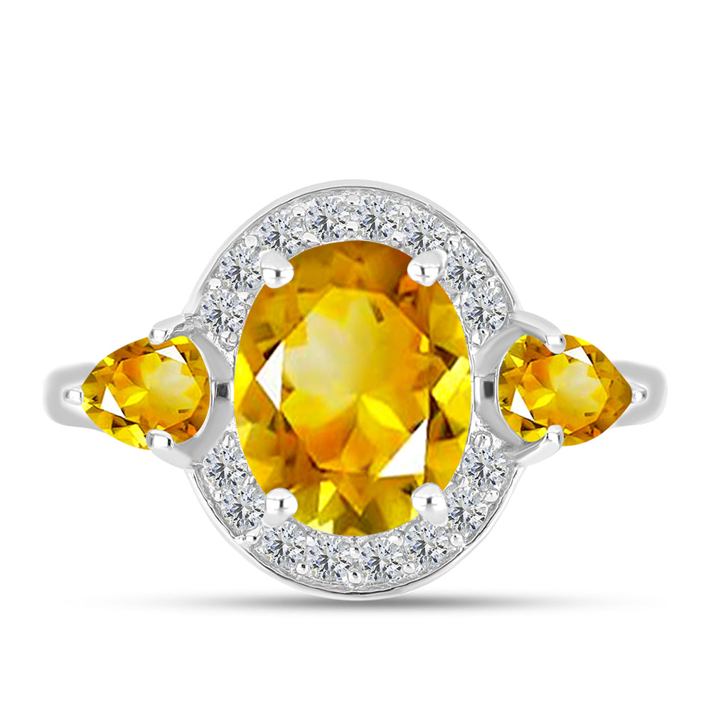Inel din Argint 925 ( 3 grame ) cu Citrin Ural și Topaz Alb 3.59 Carate