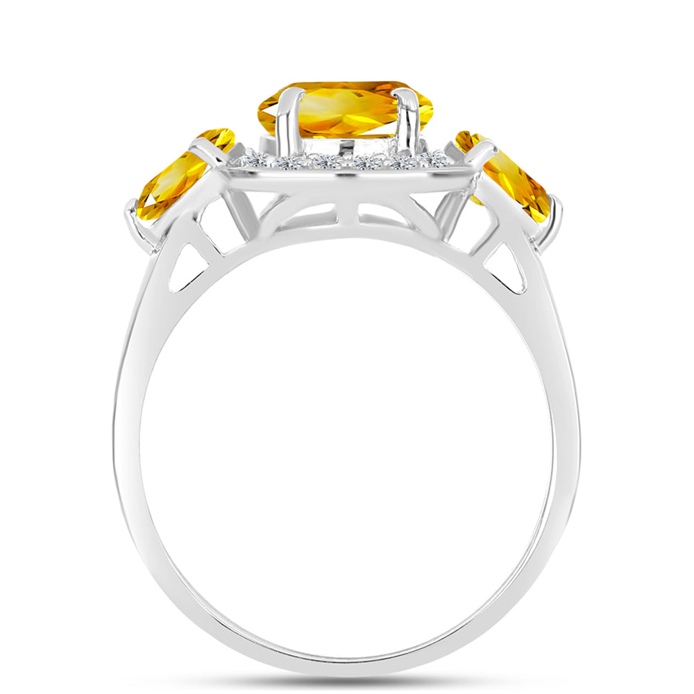 Inel din Argint 925 ( 3 grame ) cu Citrin Ural și Topaz Alb 3.59 Carate 2 