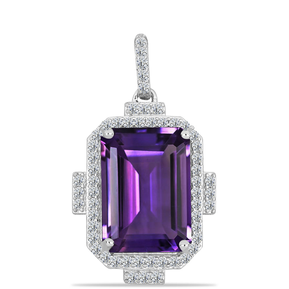 Pandantiv din Argint 925 ( 2.14 grame ) cu Ametist Marocan și Topaz Alb 7.58 Carate