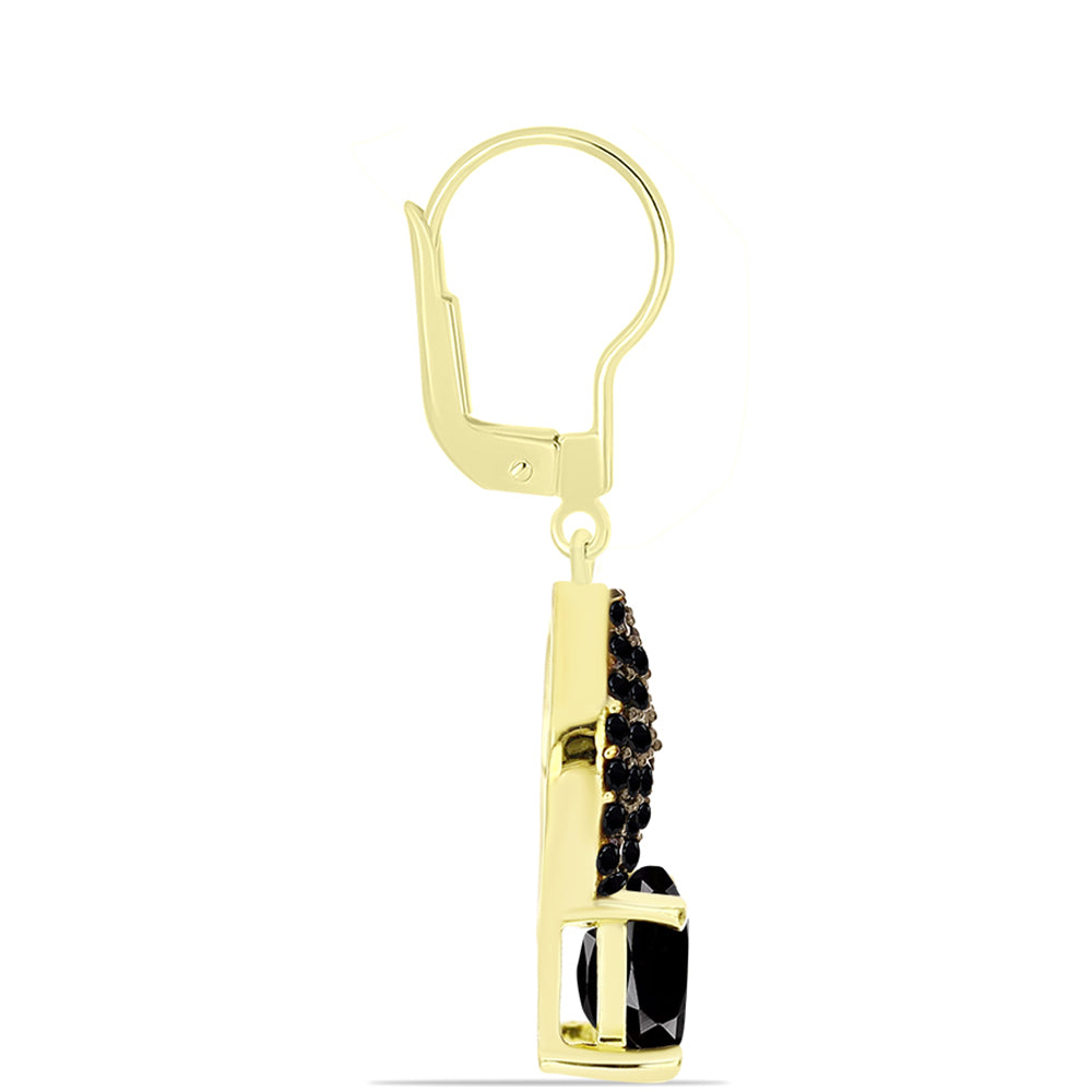 Cercei din Argint 925 Placat cu Aur ( 2.96 grame ) cu Obsidian și Spinel Negru 2.28 Carate 2 