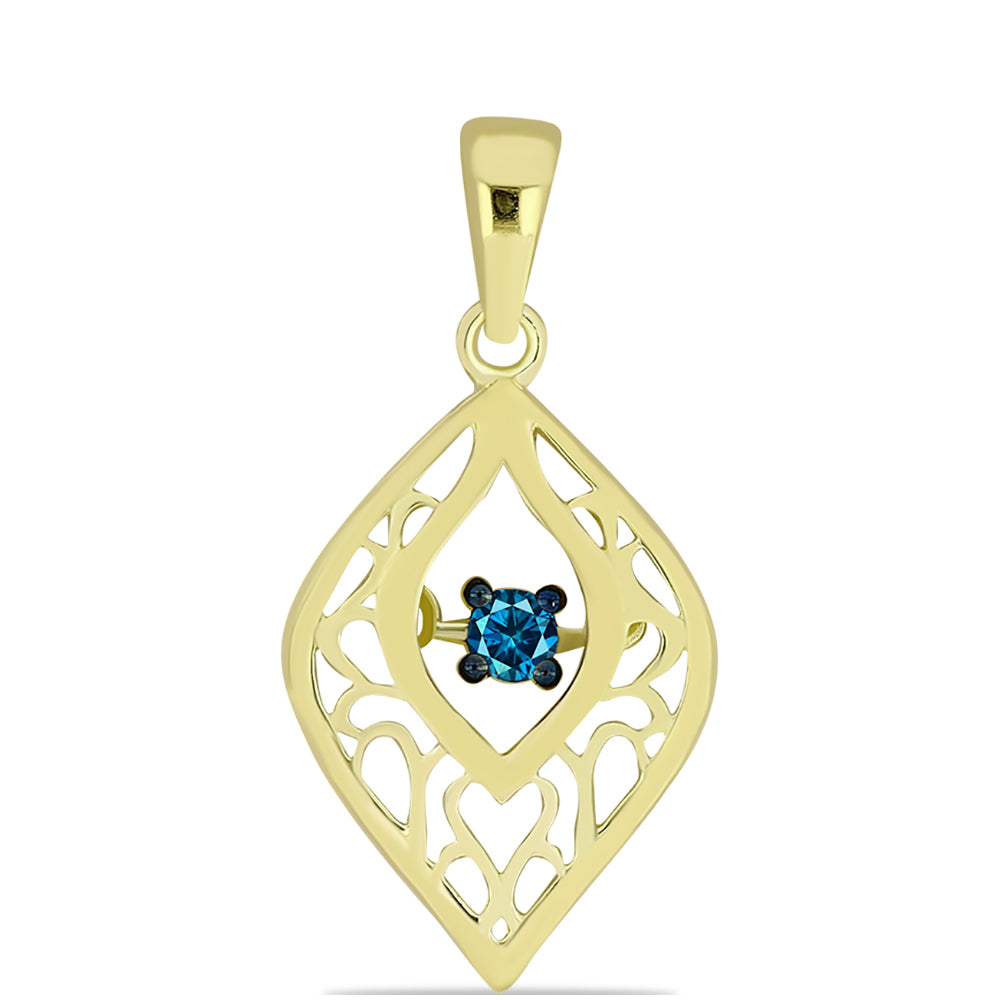 Pandantiv din Argint 925 Placat cu Aur ( 1.03 grame ) cu Diamant Albastru 0.06 Carate