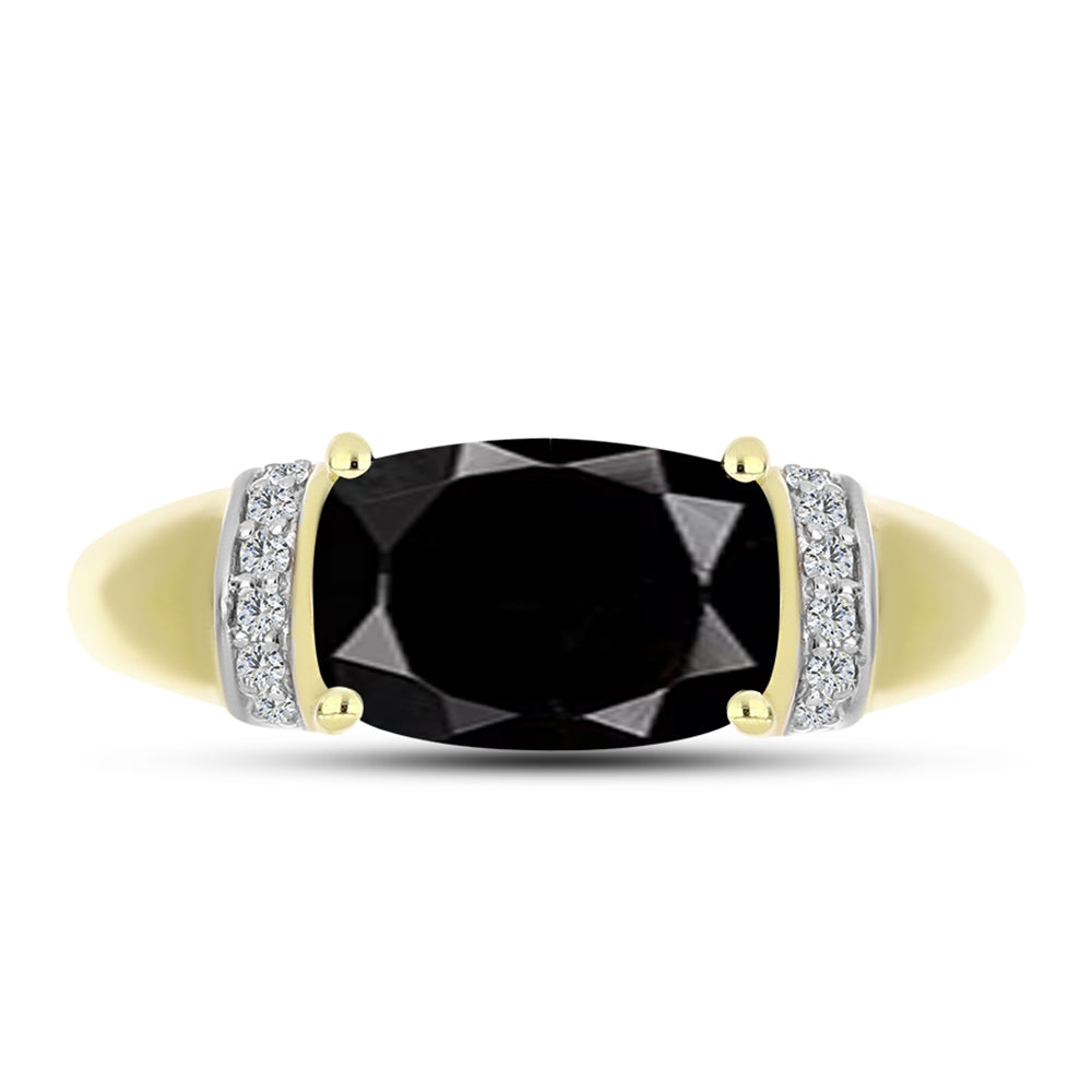 Inel din Argint 925 Placat cu Aur ( 4.4 grame ) cu Obsidian și Topaz Alb 2.94 Carate