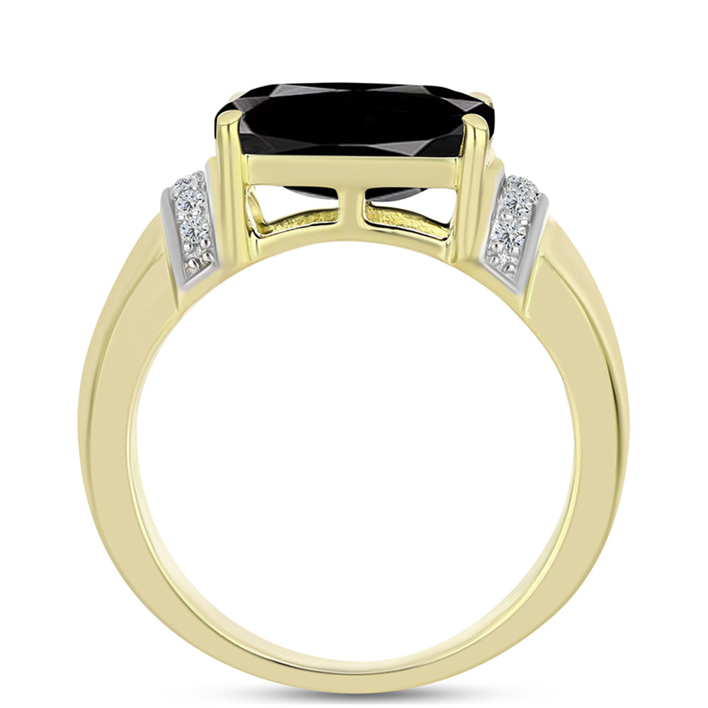 Inel din Argint 925 Placat cu Aur ( 4.4 grame ) cu Obsidian și Topaz Alb 2.94 Carate