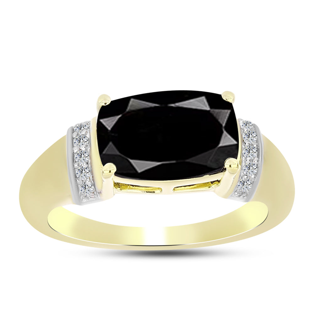 Inel din Argint 925 Placat cu Aur ( 4.4 grame ) cu Obsidian și Topaz Alb 2.94 Carate 3 