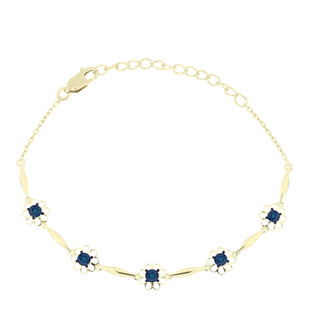 Brățară din Argint 925 Placat cu Aur ( 6.65 grame ) cu Diamant Albastru 0.04 Carate 1 