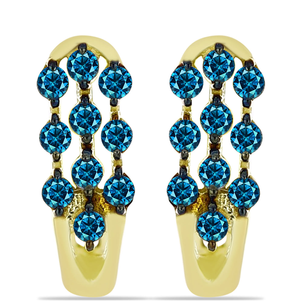 Cercei din Argint 925 Placat cu Aur ( 1.89 grame ) cu Diamant Albastru 0.28 Carate