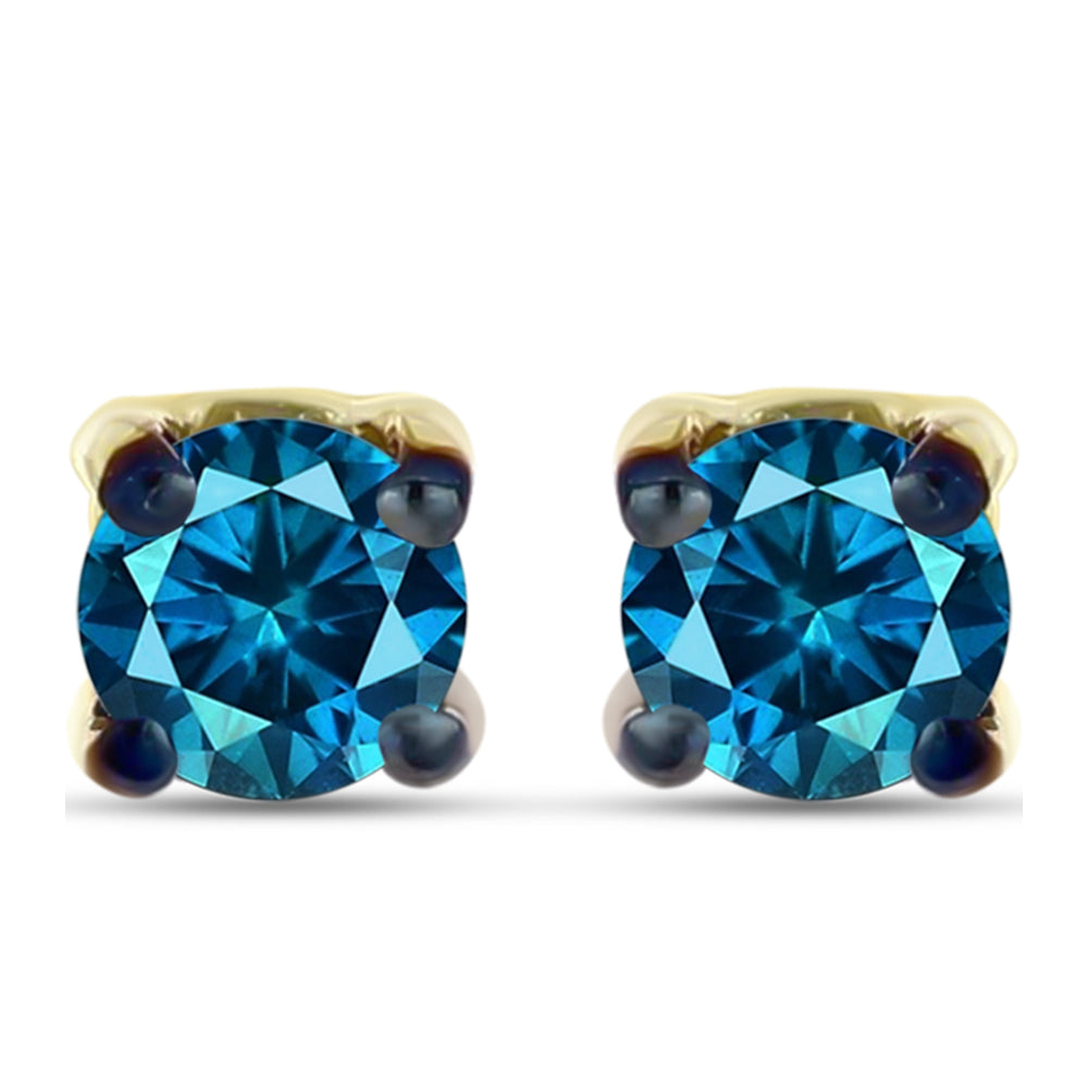Cercei din Argint 925 Placat cu Aur ( 0.87 grame ) cu Diamant Albastru 0.22 Carate 1 