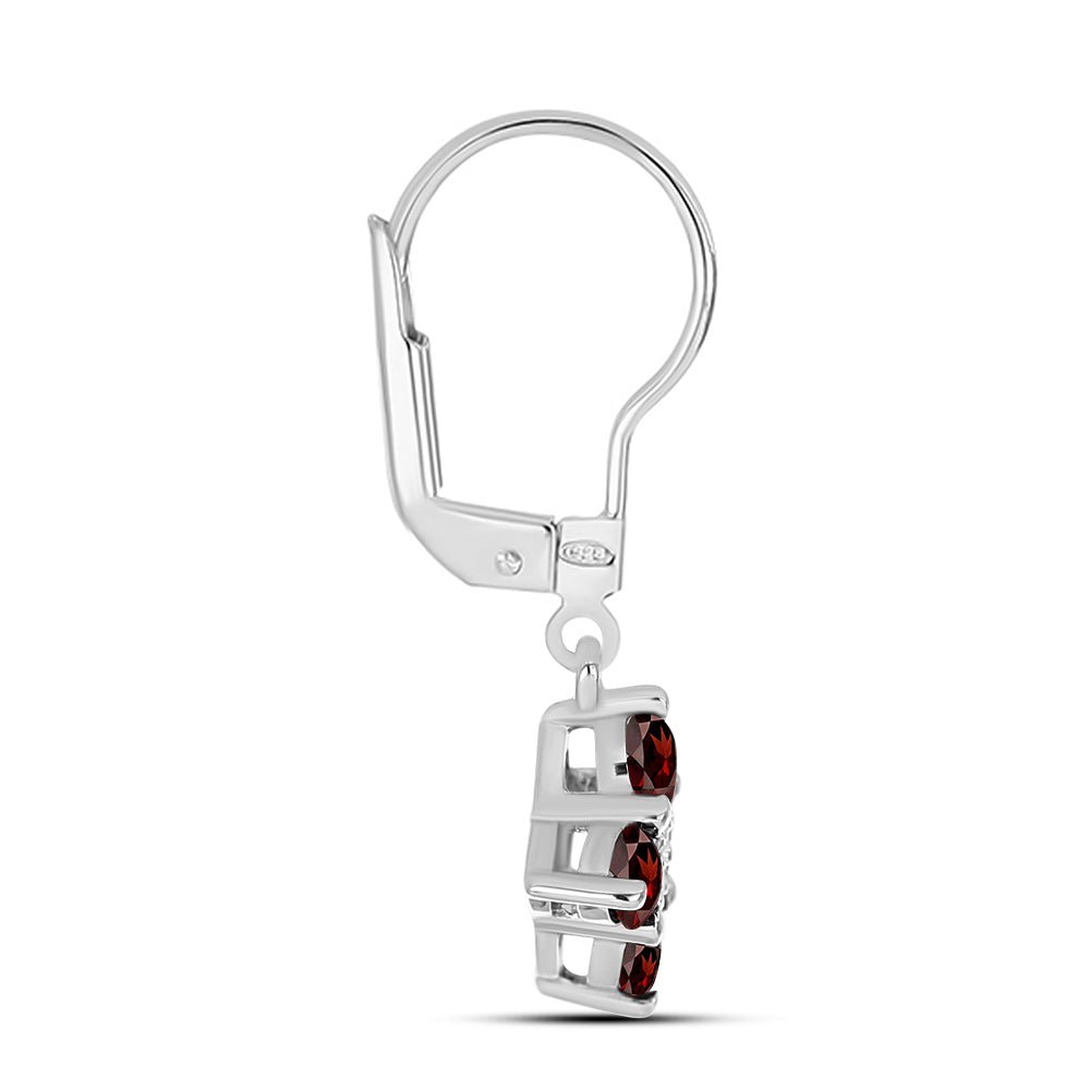 Cercei din Argint 925 ( 1.98 grame ) cu Granat Barton și Topaz Alb 1.26 Carate 2 