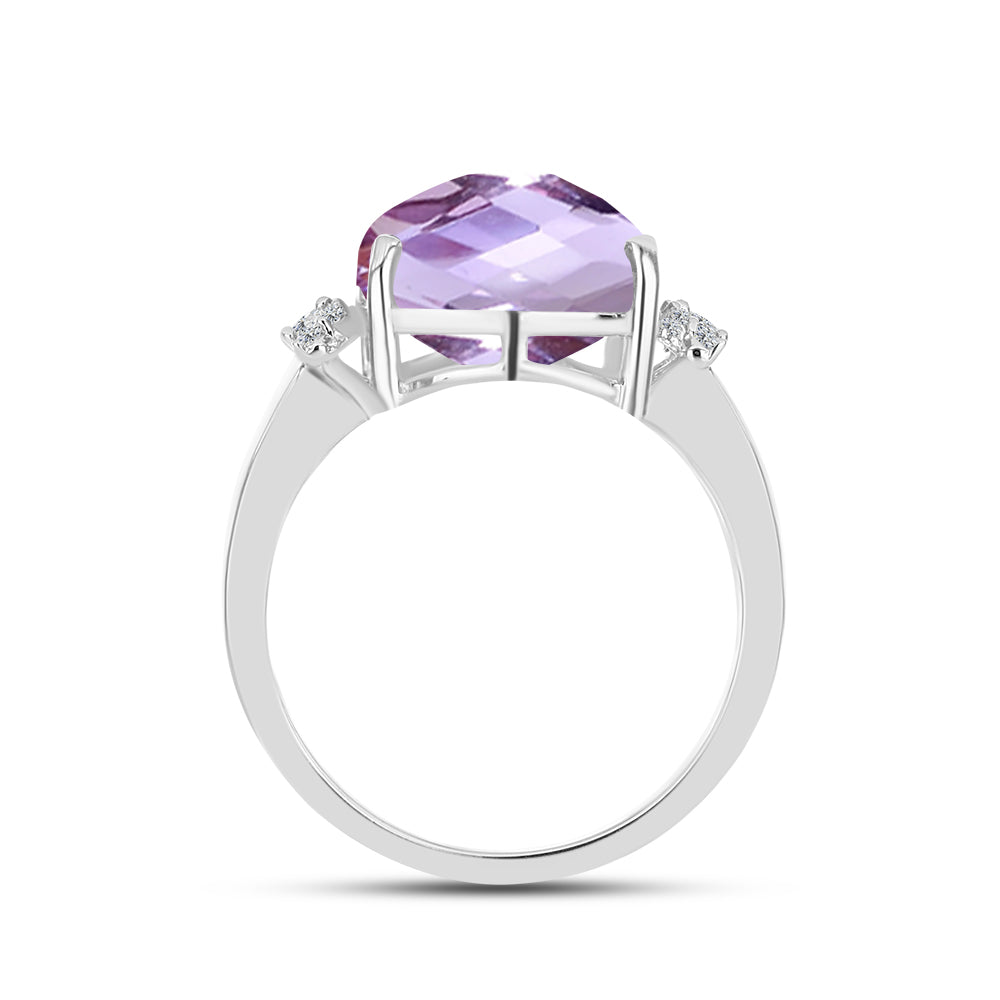 Inel din Argint 925 ( 3.19 grame ) cu Ametist Rose de France și Topaz Alb 9.24 Carate